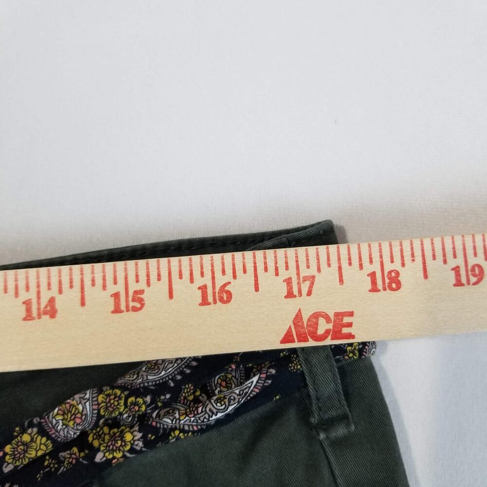 Anthropologie Pants Womens 33 Olive Green Utility Chino with Paisley Scarf Belt - Picture 7 of 10